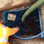 The cleaning of the wet well by engineers.